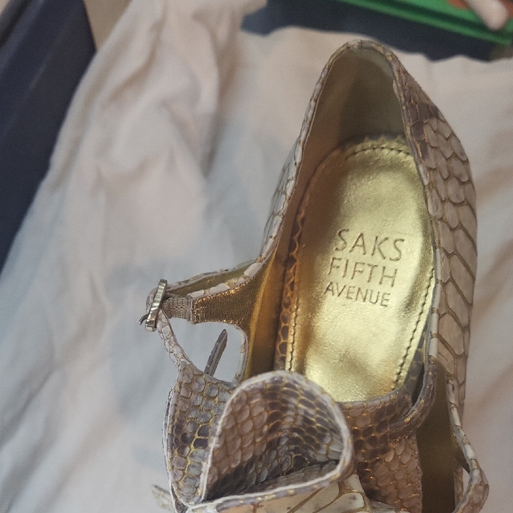 Saks Fifth Avenue Women's Snakeskin Heels - Gray